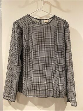 a new day Black and White Plaid Long-Sleeve Top